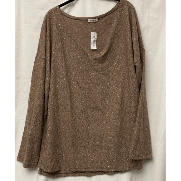 GeeGee Sweaters - NWT GeeGee Women's Terra Cotta Sparkling‎ Long Sleeve V-Neck Sweater - SZ 1X